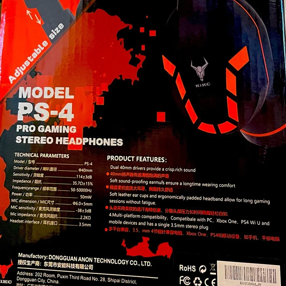KikC Model PS-4 Pro Gaming Stereo Head Phones With Mic for Xbox, PS5, PC New
